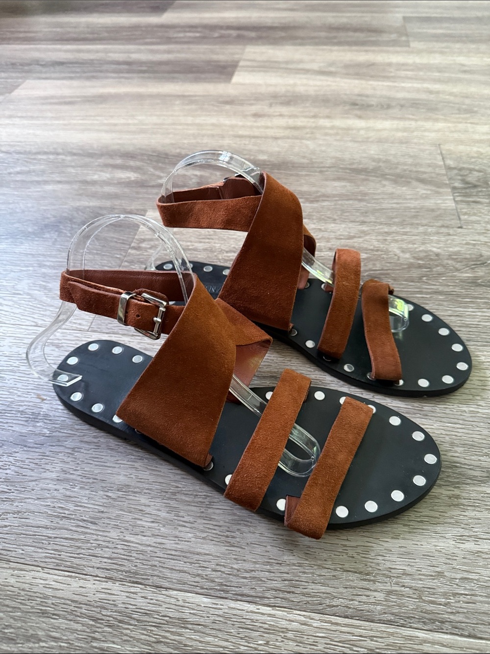 Sol Sana Vivian Brown Suede Multi-Strap Flat Sandals Size 41/US10